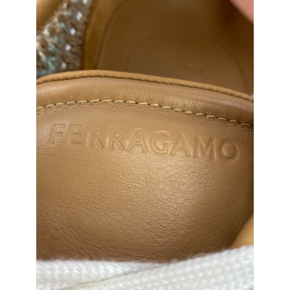 Ferragamo Macramé Women's Sneaker US 9.5 Camel Low Top Lace Up Athletic Shoes - Picture 10 of 11